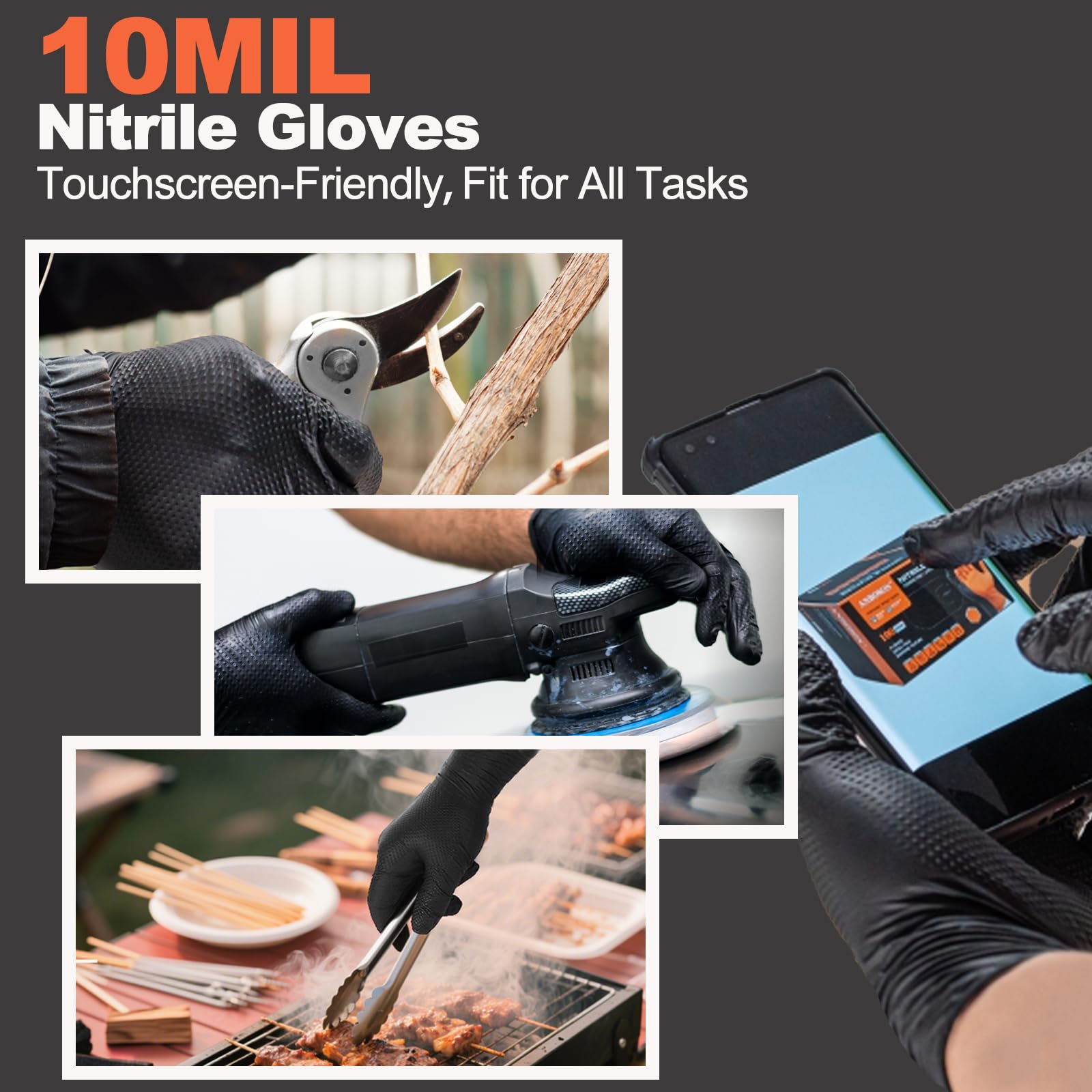 ANBOSON nitrile gloves during winter automotive maintenance.