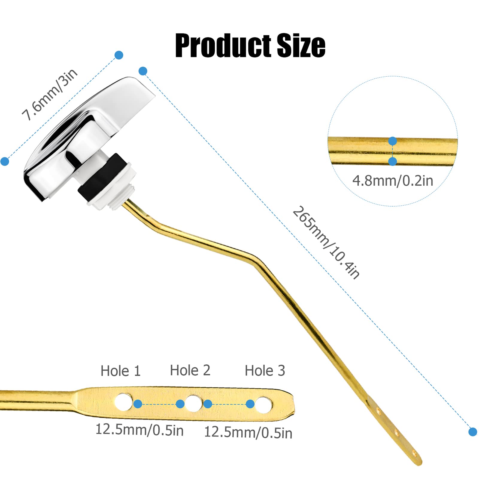 Ancable three-hole lever end adjusts length for fit.
