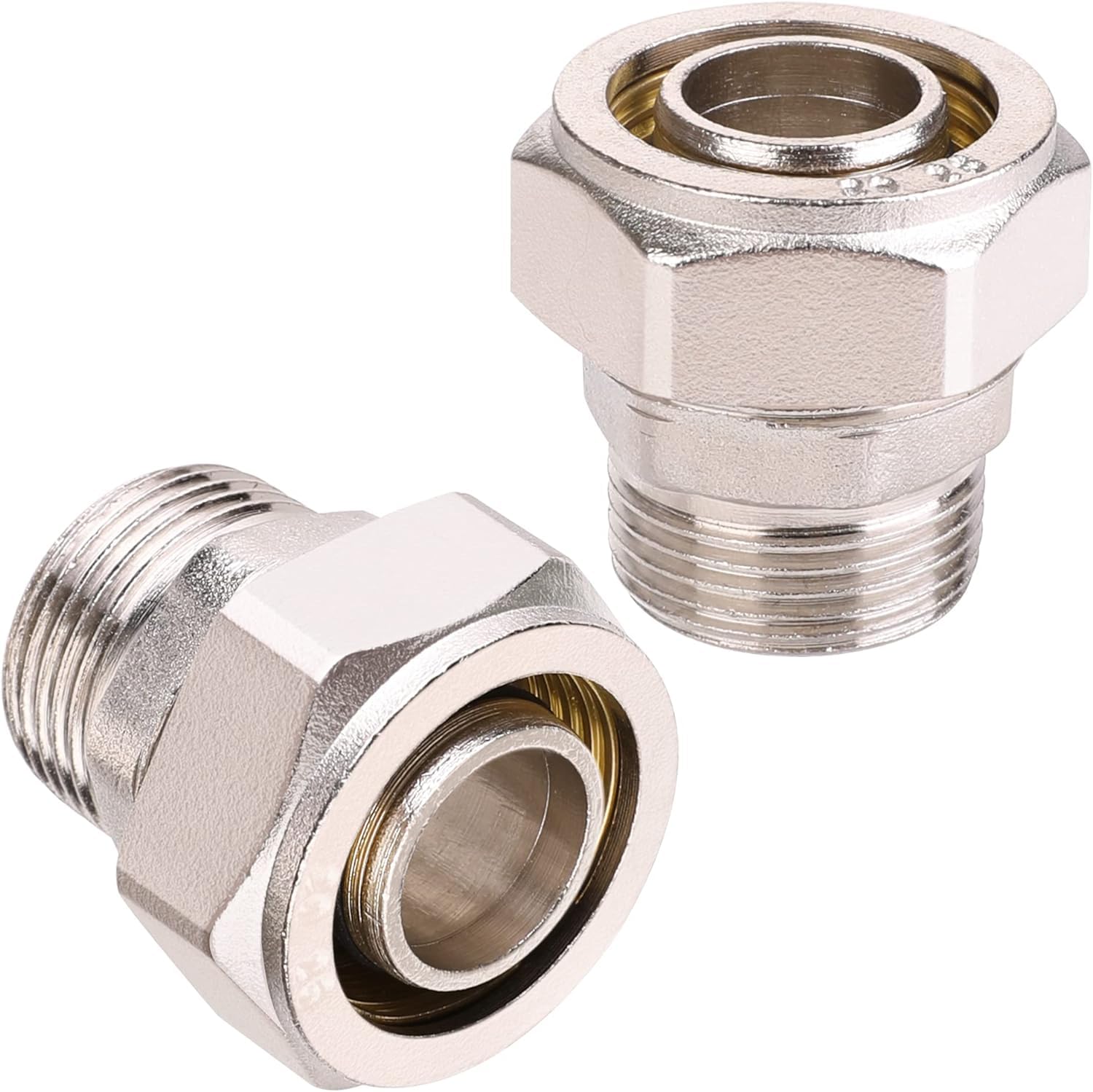 ANCIMOON 34 straight fittings close-up showing durable brass-nickel construction for air lines.