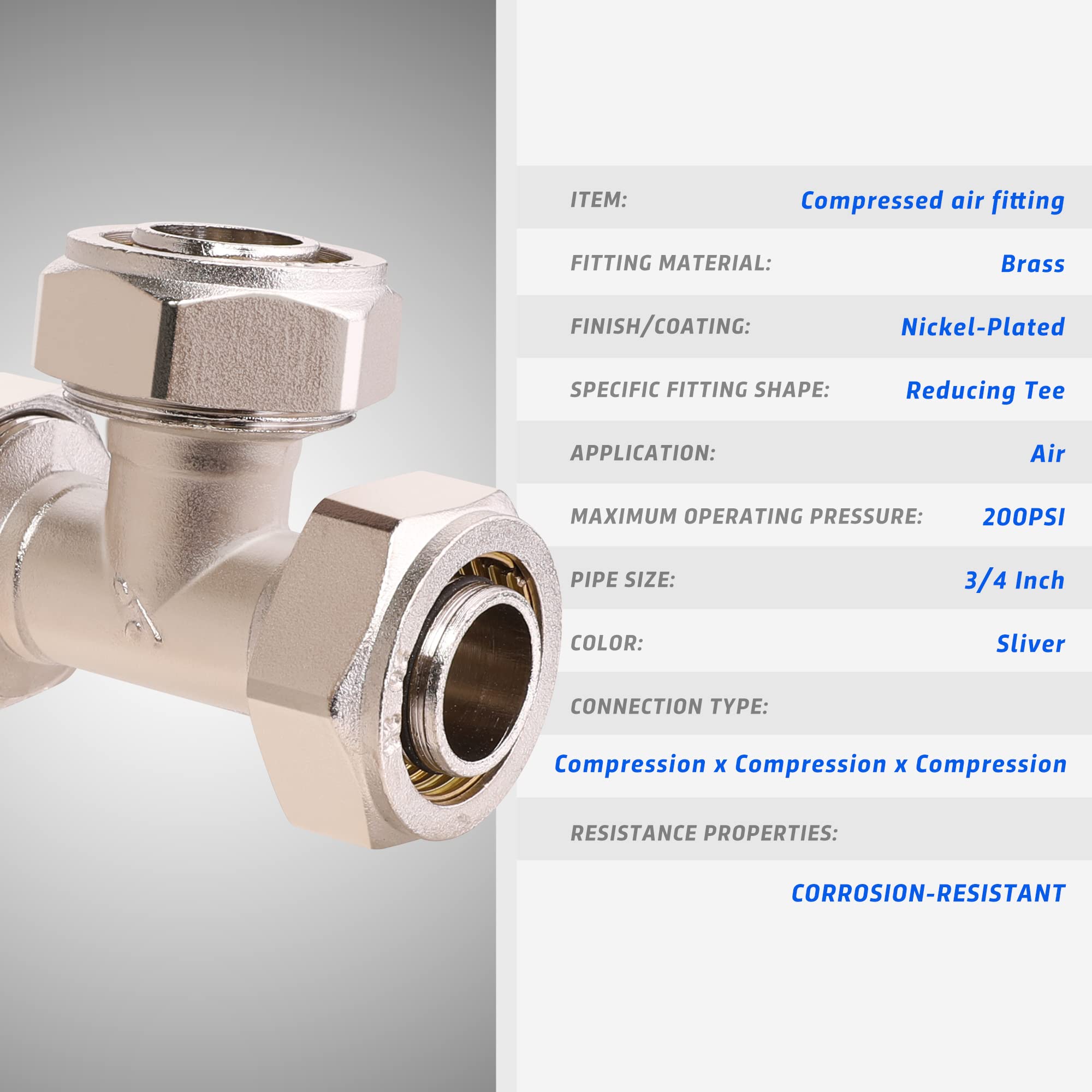 ANCIMOON brass-nickel tee fitting closeup highlighting corrosion resistance and reliability