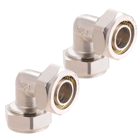 ANCIMOON elbow air fitting with brass-nickel finish for durable, leak-resistant connections.