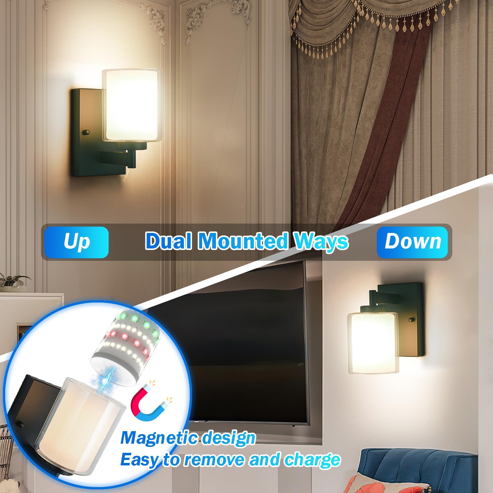 andachetg 10000mAh rechargeable battery powers sconces during outages