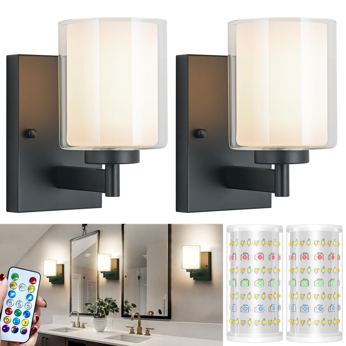 andachetg battery-operated wall sconce with remote control for ambient lighting