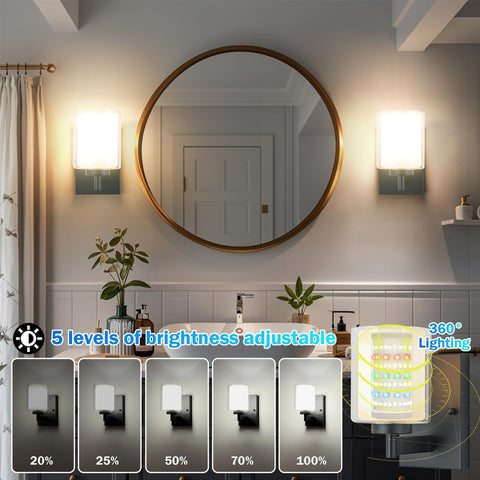 andachetg double clear glass shade adds refined bathroom vanity glow