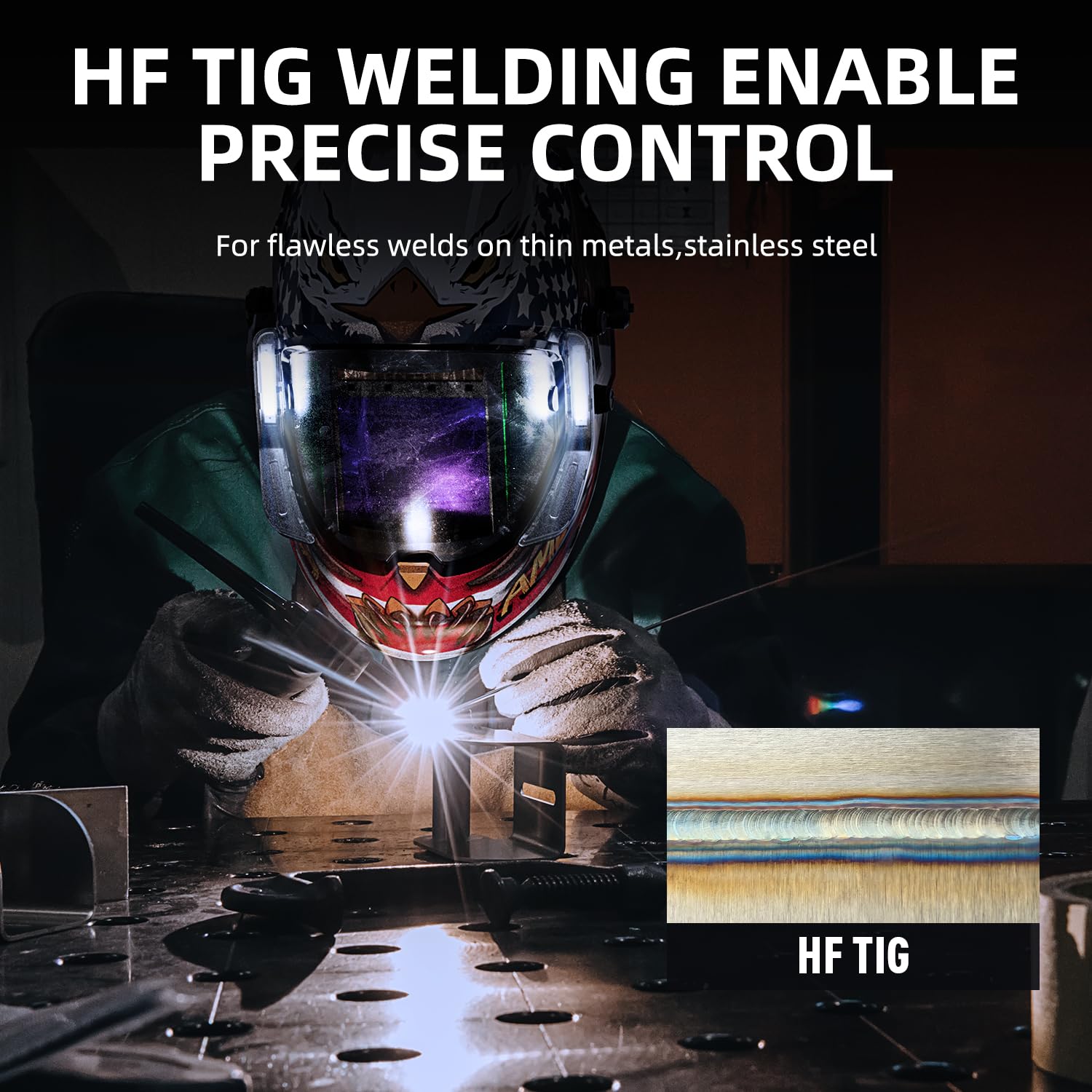 Andeli HF TIG 160A output enables versatile material welding.