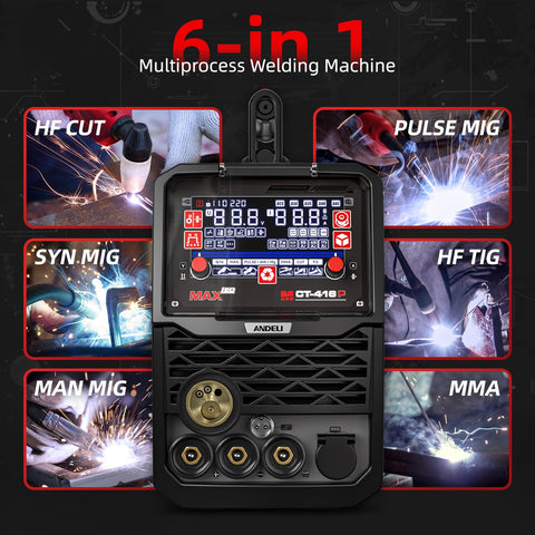 Andeli 6-in-1 control display shows all welding parameters at a glance.