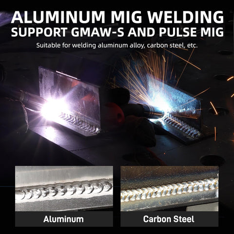 Andeli pulsed MIG aluminum welder in action for smoother, cleaner welds.