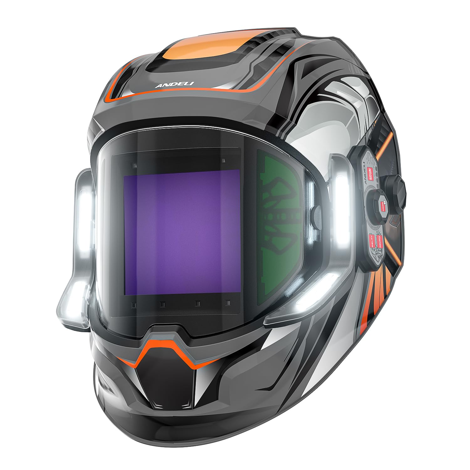 ANDELI welding helmet with panoramic 180° view for precise welding visibility.