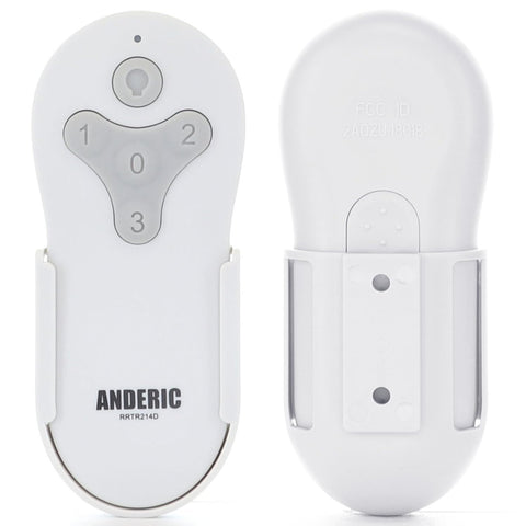 Anderic RRTR214D remote front view for reliable fan and light control