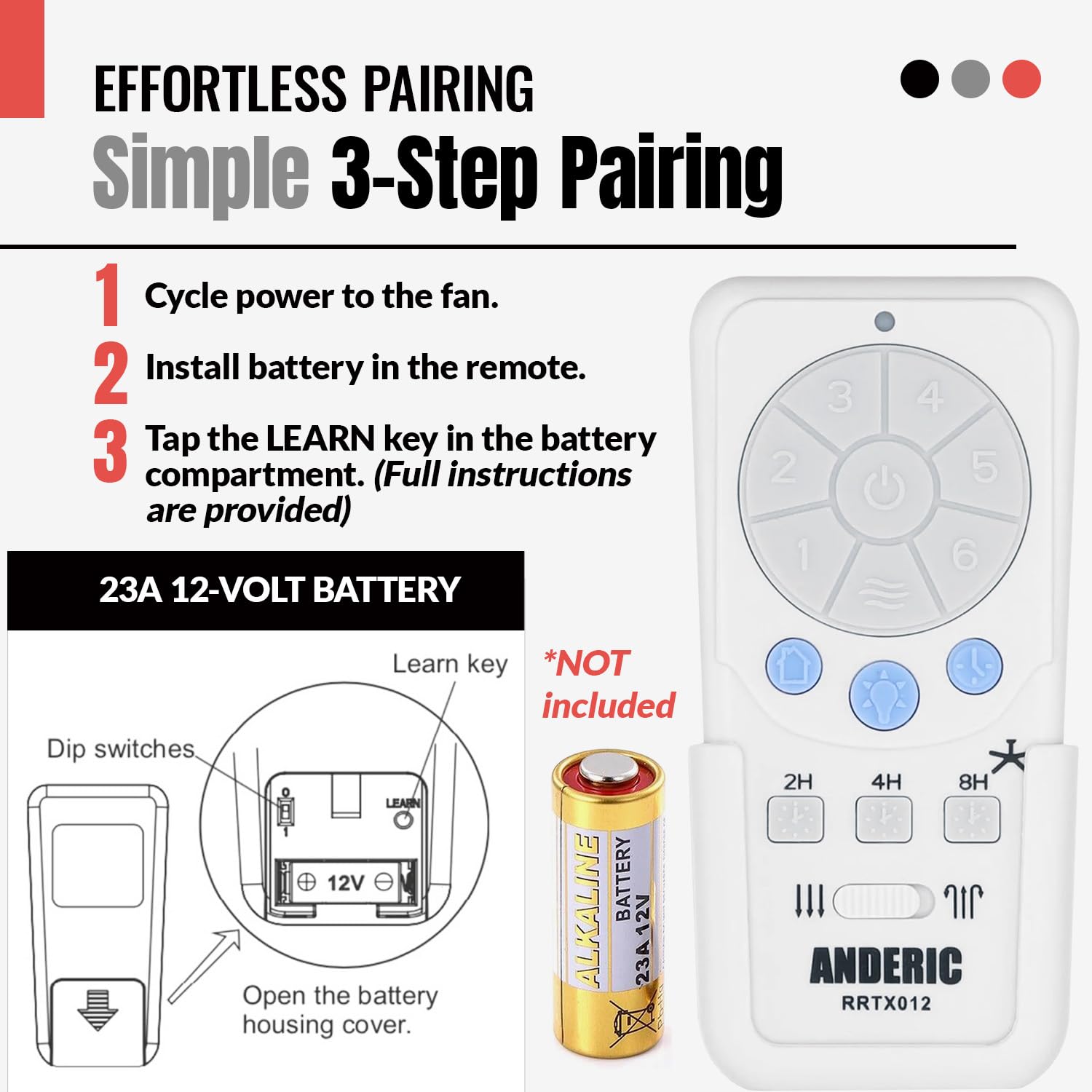 Anderic RRTX012 light control dimming emphasizes dual lighting options