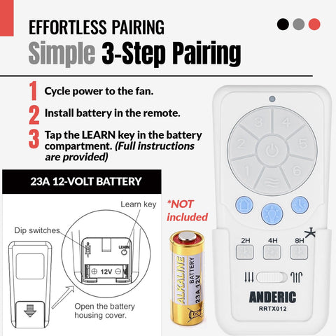 Anderic RRTX012 light control dimming emphasizes dual lighting options