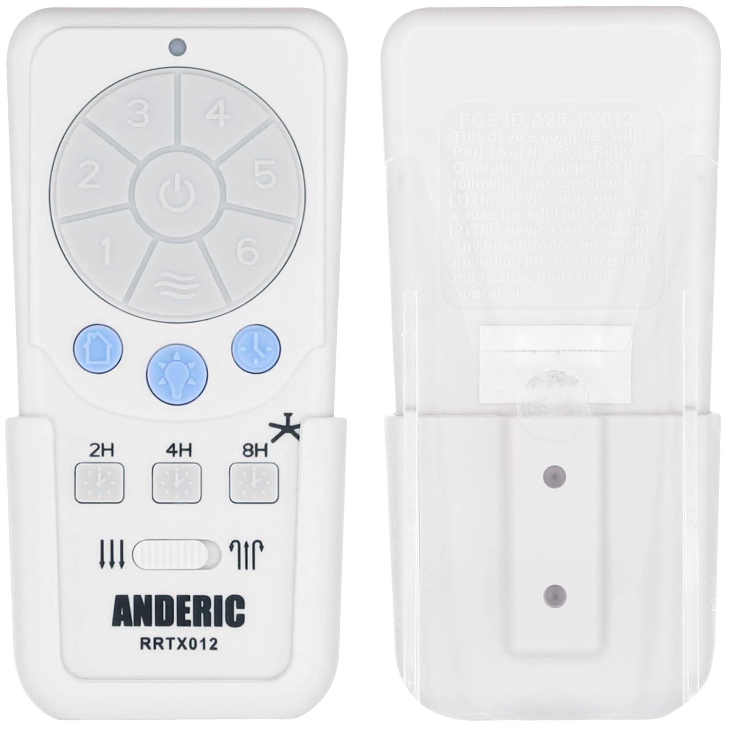 Anderic RRTX012 remote front view for precise fan and light control