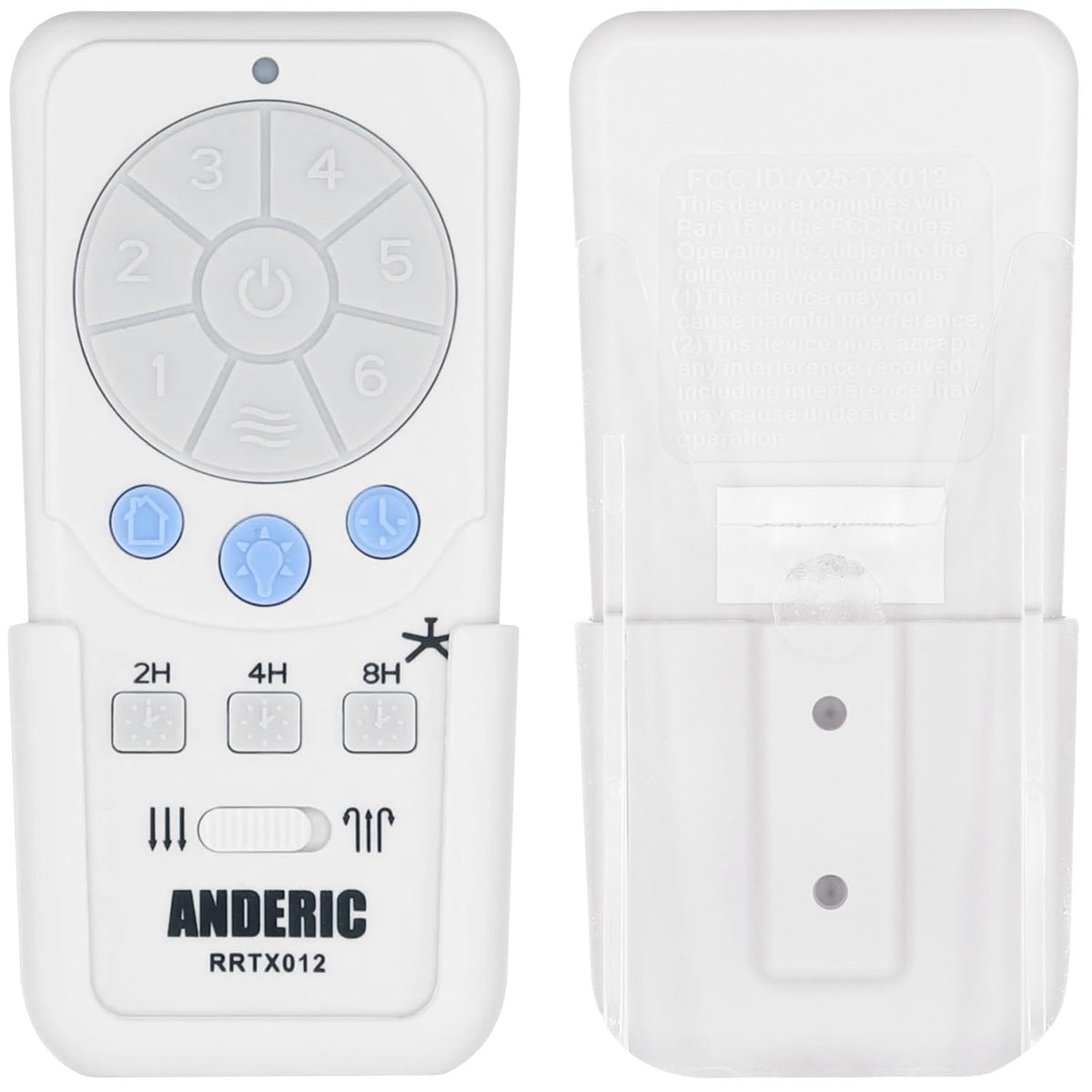 Anderic RRTX012 remote front view for precise fan and light control