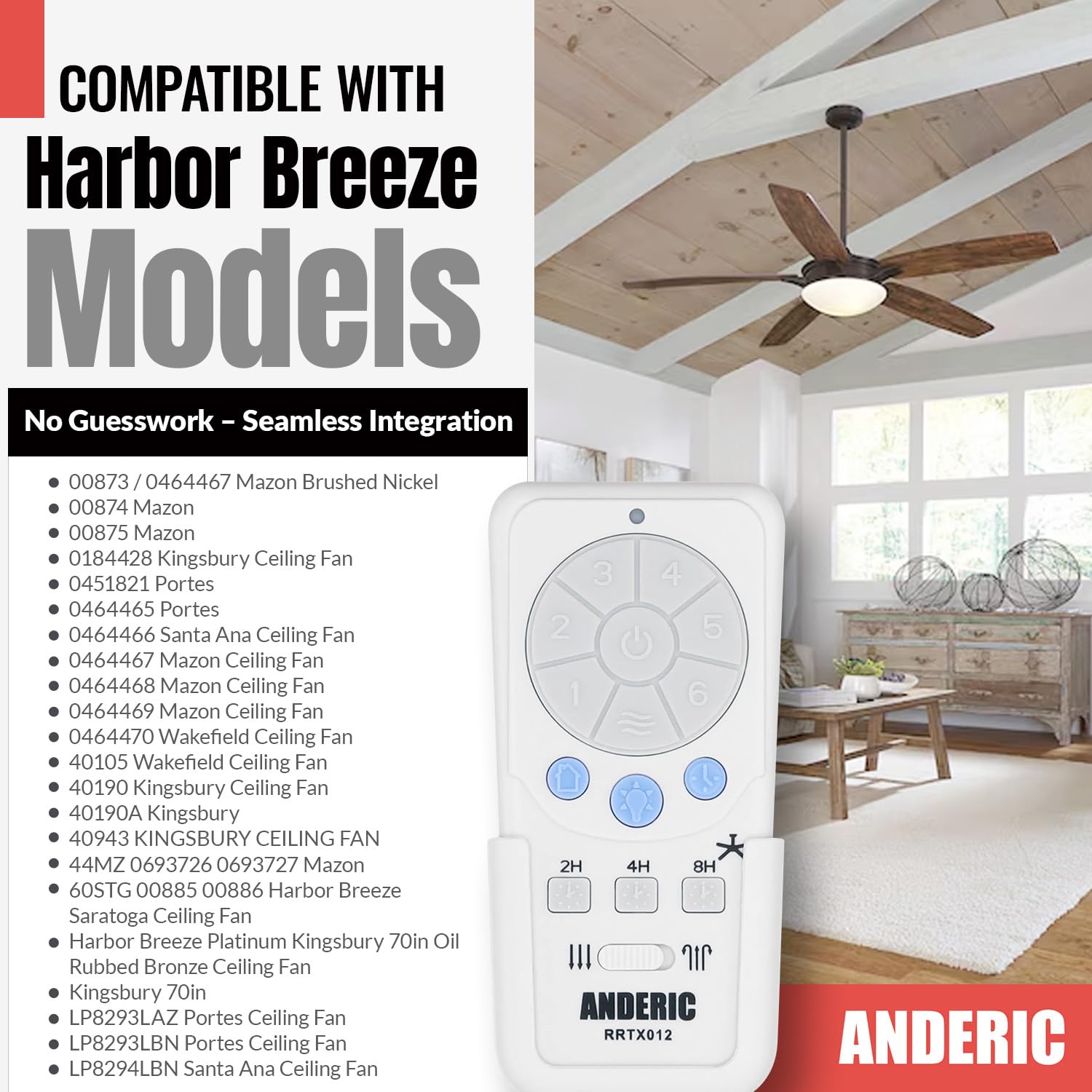 Anderic RRTX012 remote side view showing compact design