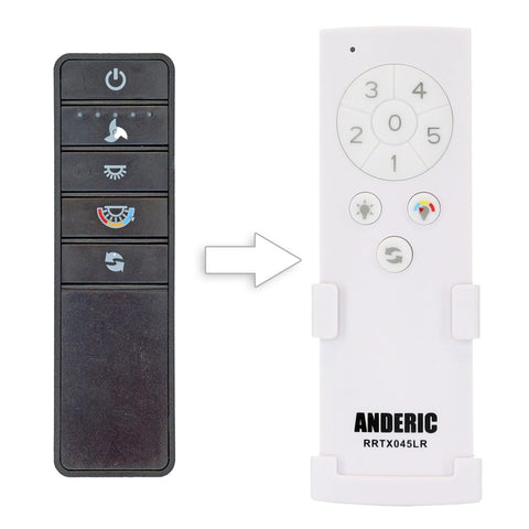 Anderic RRTX045-LR remote front view for easy ceiling fan control