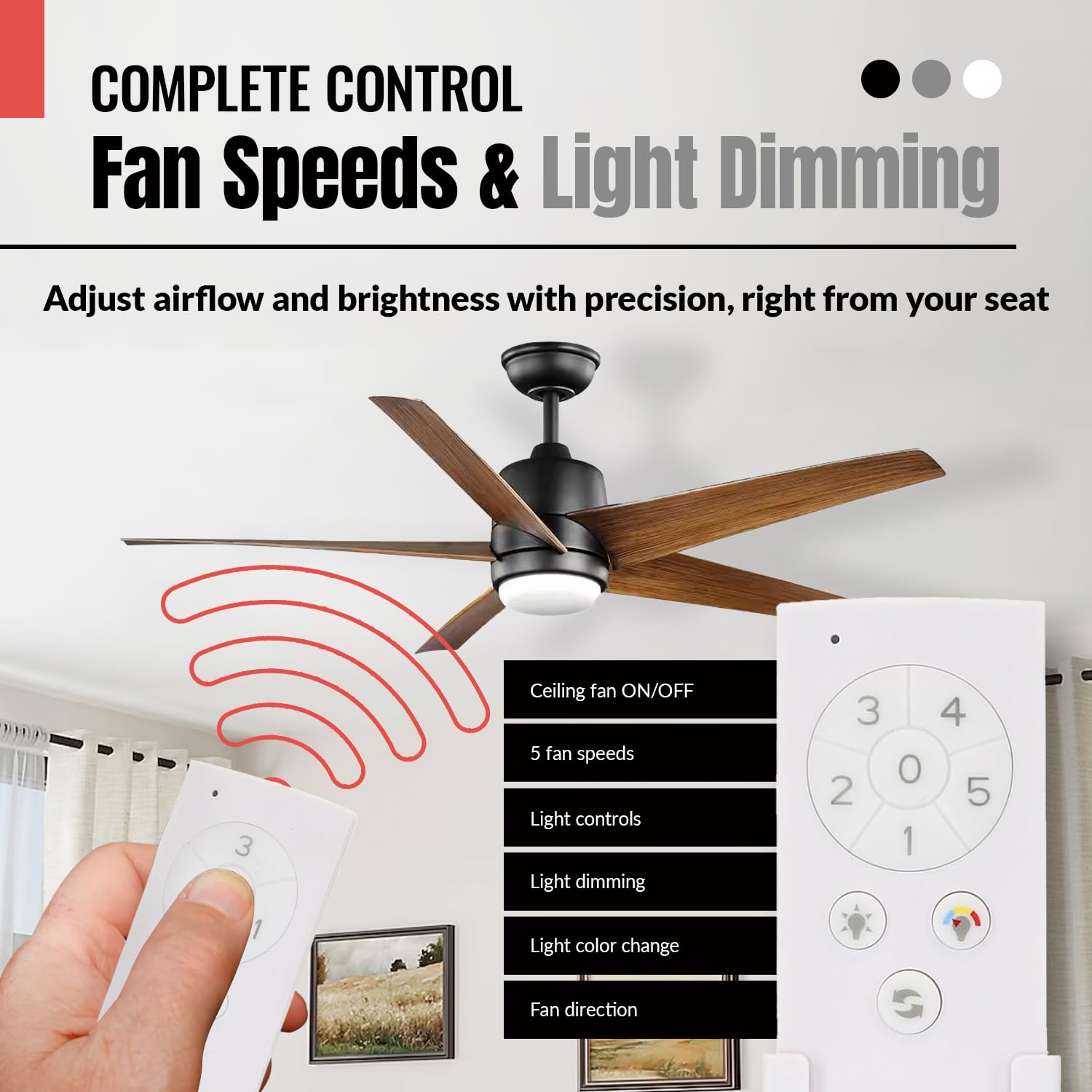 Anderic RRTX045-LR remote light color change capability in use