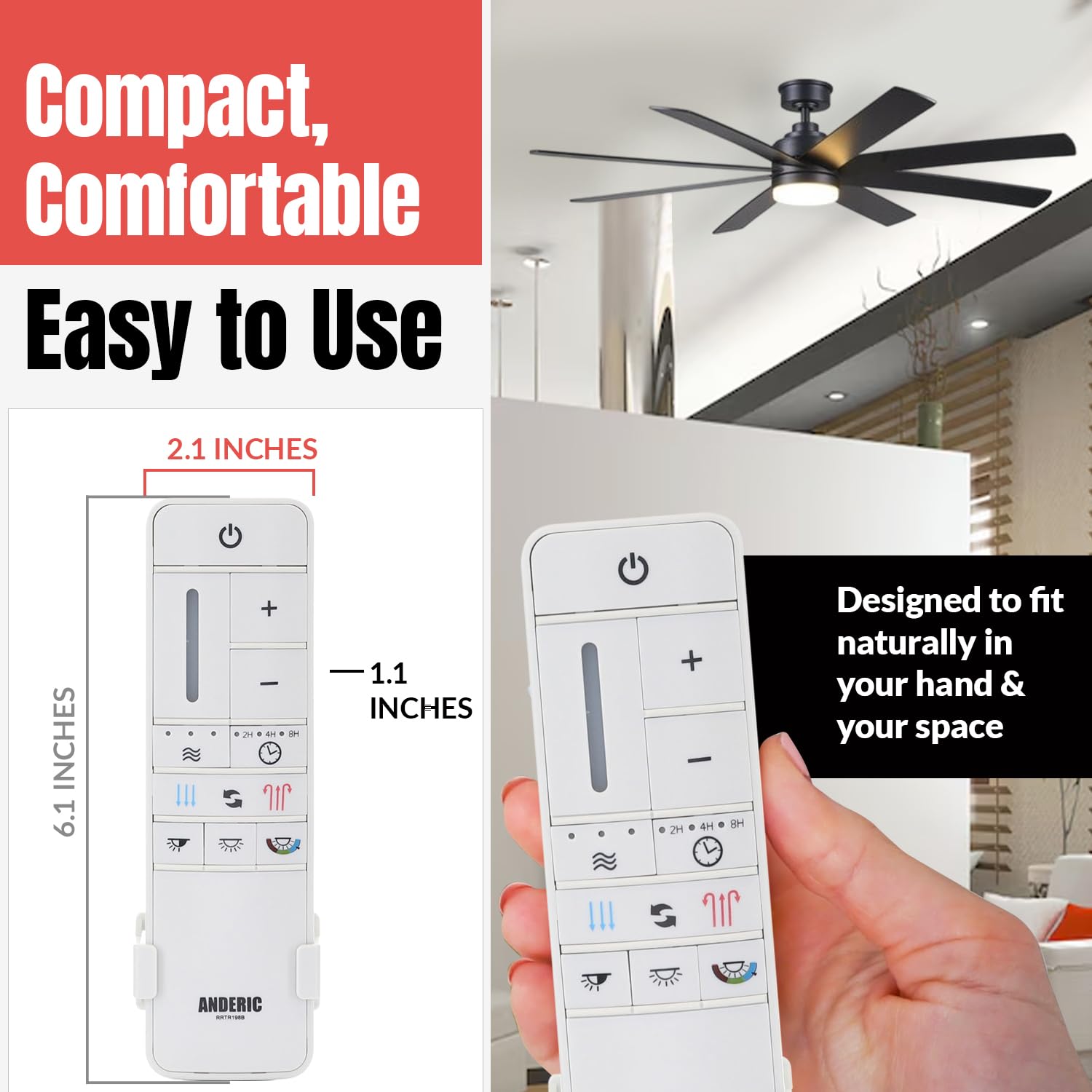 Anderic UC7225T remote breeze mode for natural airflow feel