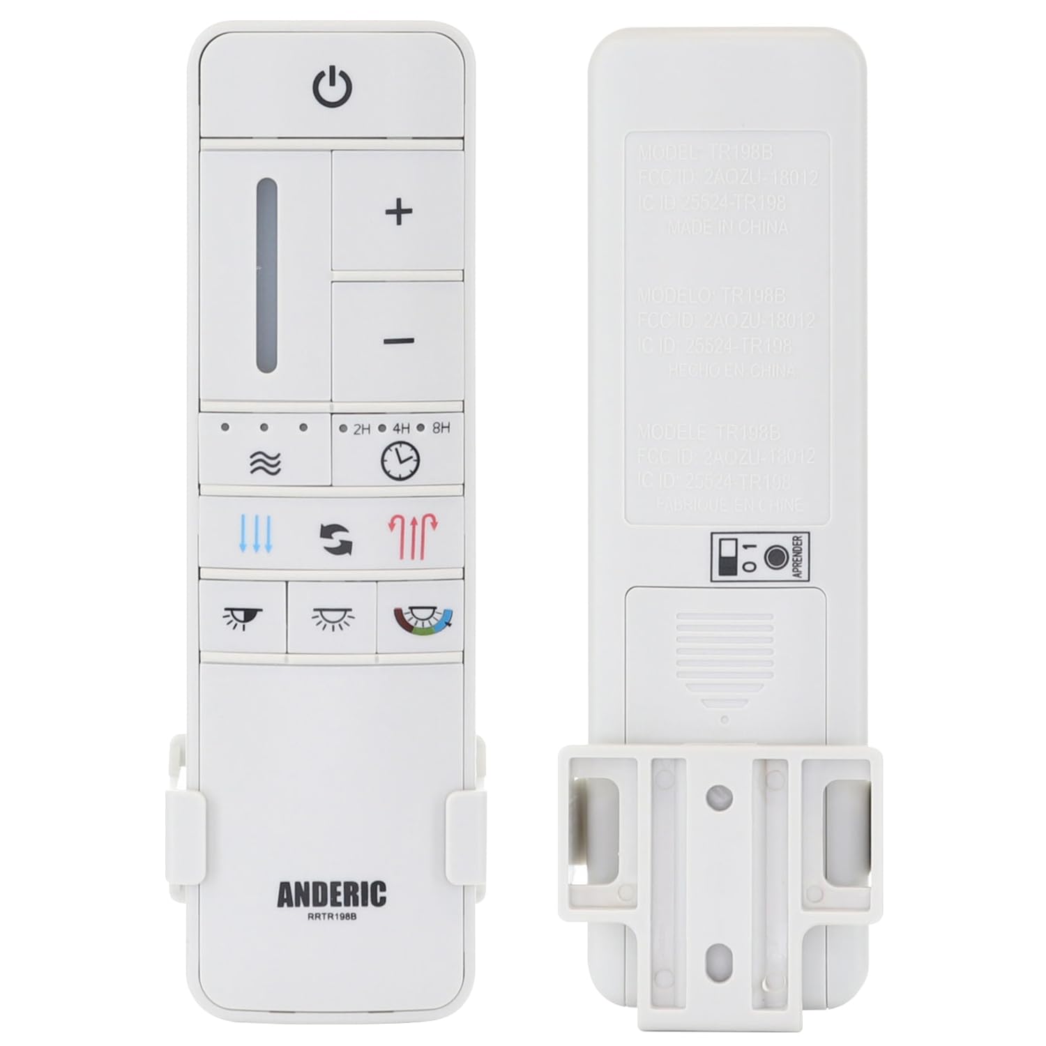 Anderic UC7225T remote front view enabling precise fan and light control