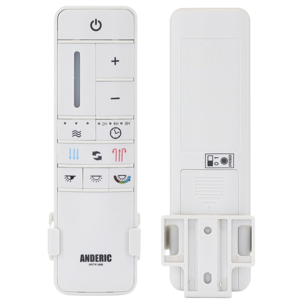 Anderic UC7225T remote front view enabling precise fan and light control