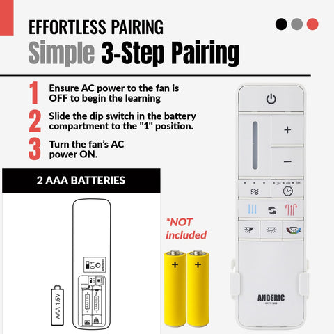 Anderic UC7225T remote demonstrating light dimming
