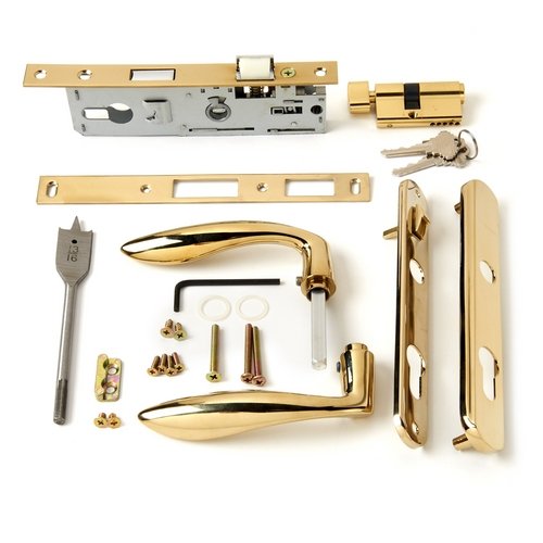Andersen storm door brass finish handle (inside): smooth operation and easy glass cleaning.