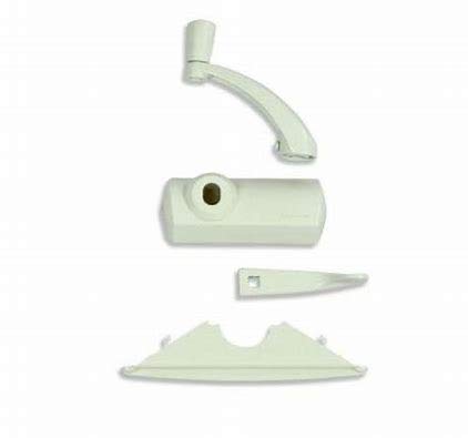 Andersen hardware pack with white finish provides a seamless look on 400 Series casement installations.