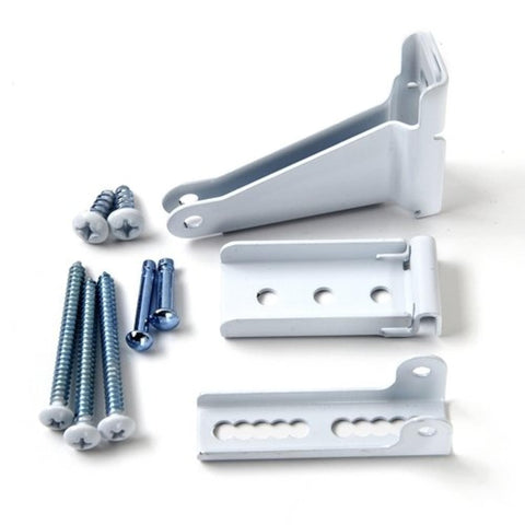 Andersen storm door closer bracket in white aids smooth operation and weather sealing.