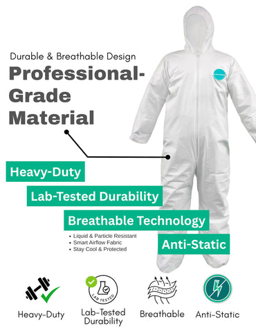 Andes Safety hooded coveralls detail provides complete head-to-toe coverage.