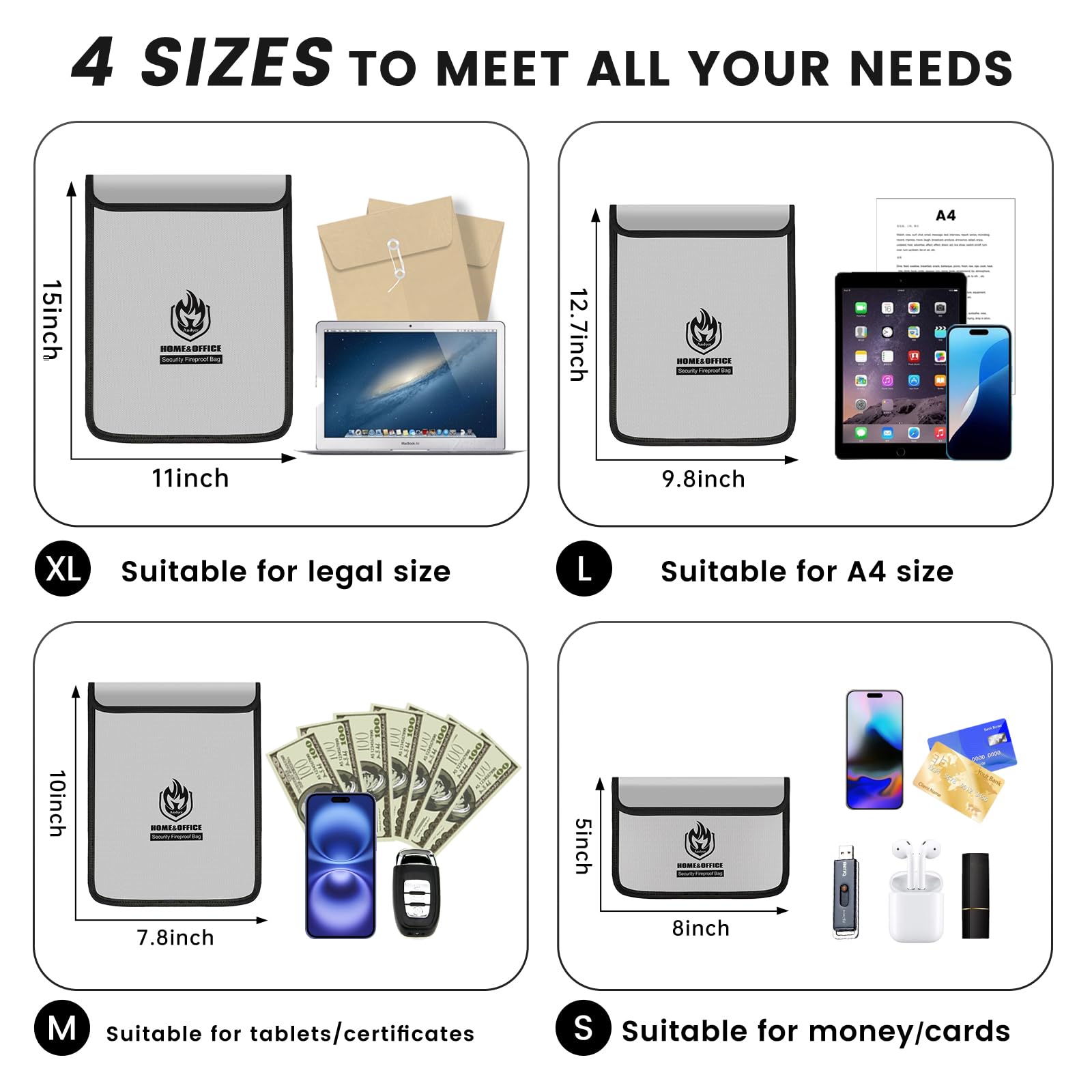 Andyer A4 size fireproof bag keeping documents safe during travel