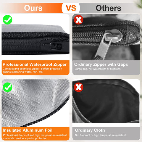Andyer fireproof bag inside view shows insulation layer protecting papers.