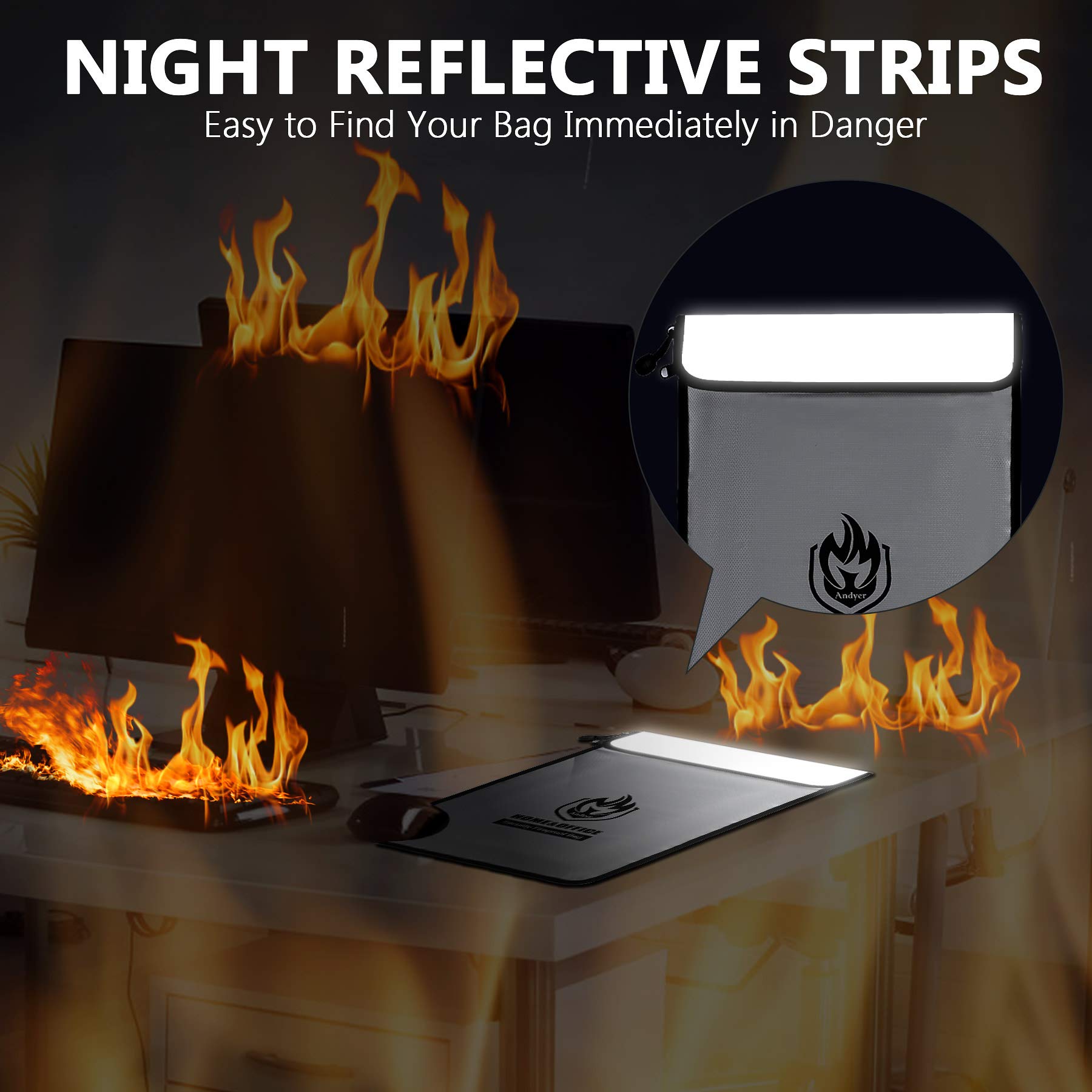 Andyer bag with night reflective strip for easy night retrieval