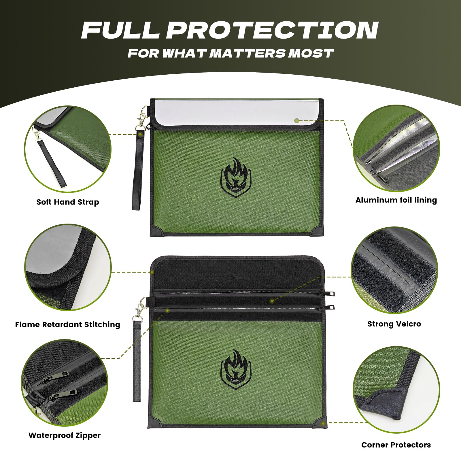 Andyer bag’s slimline design fits drawers and safes.