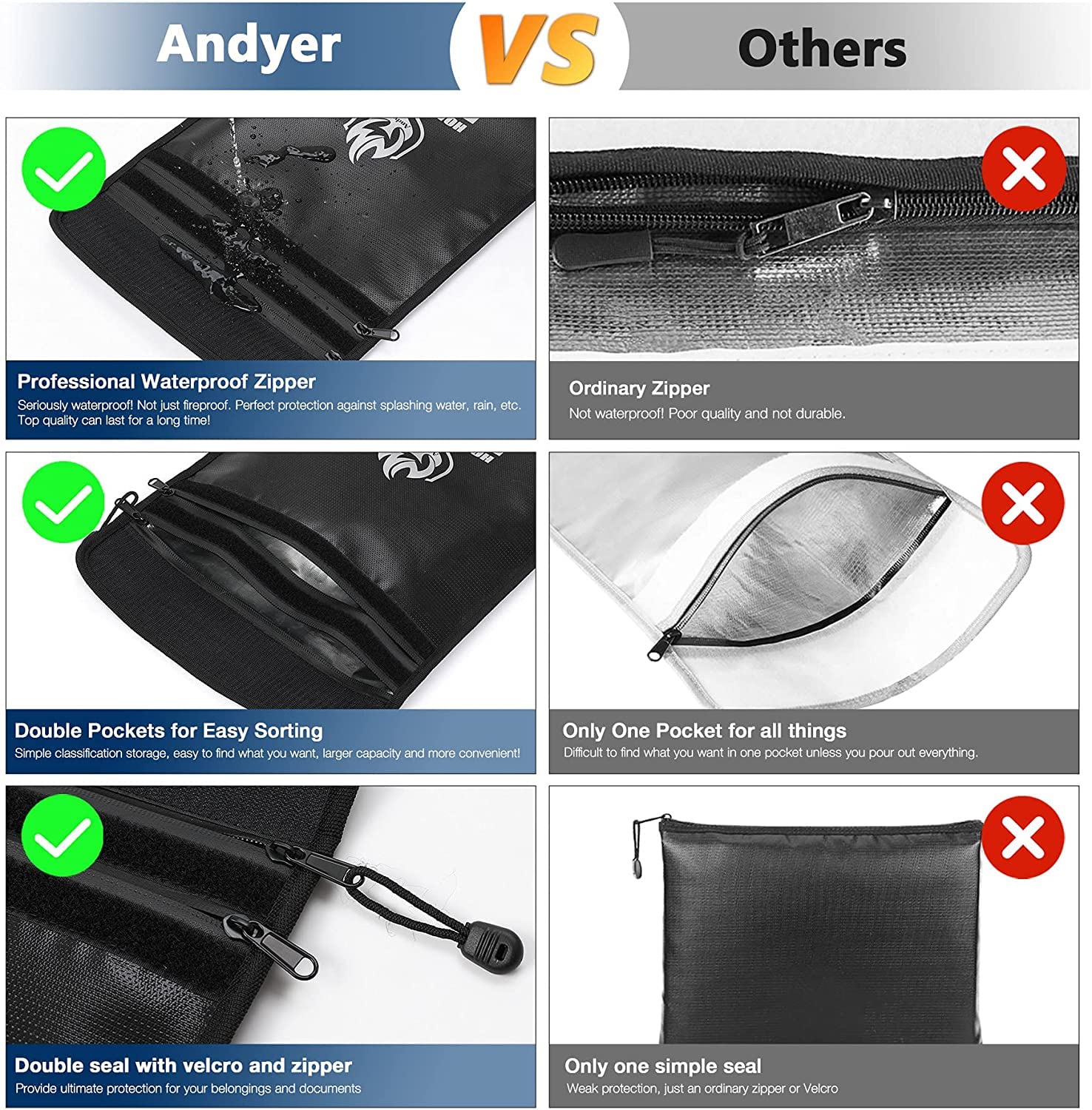 Andyer bag features night reflective strip for quick night access.