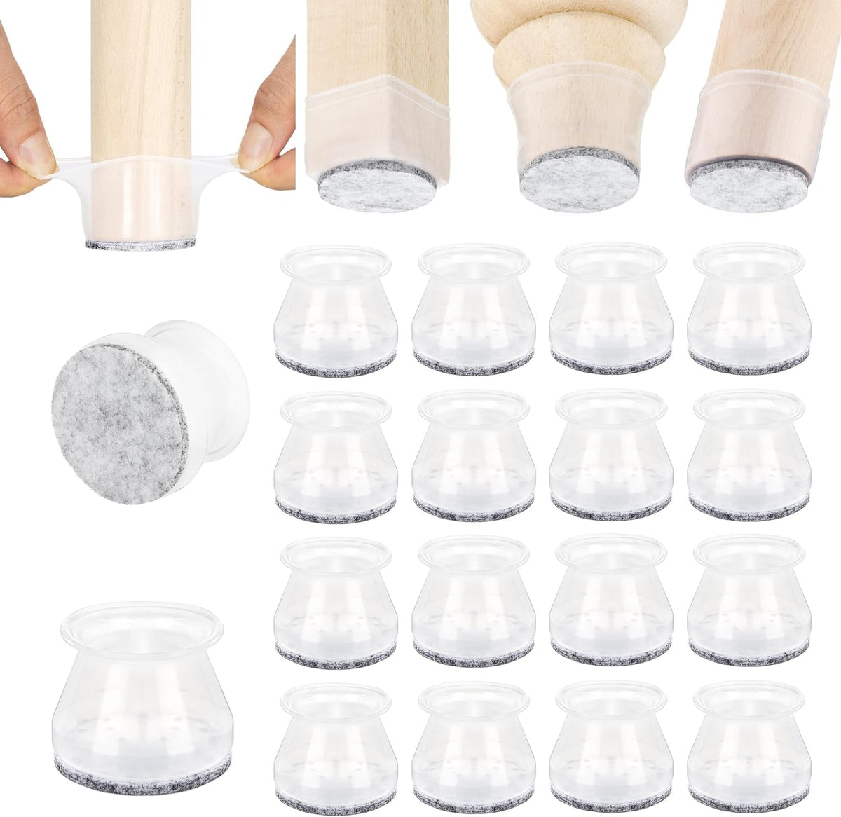 Aneaseit clear chair leg protector shields hardwood floors from scratches.