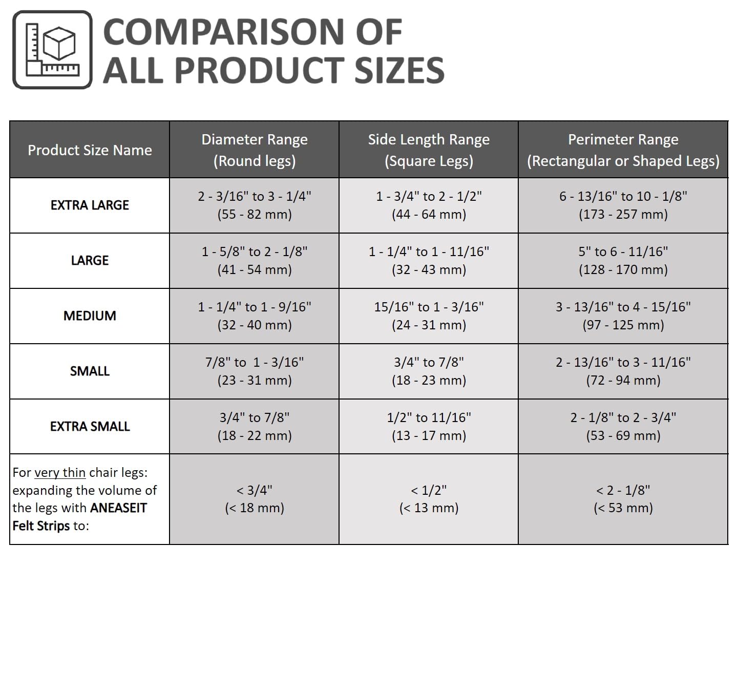 Aneaseit small-size fits various chair legs and shapes