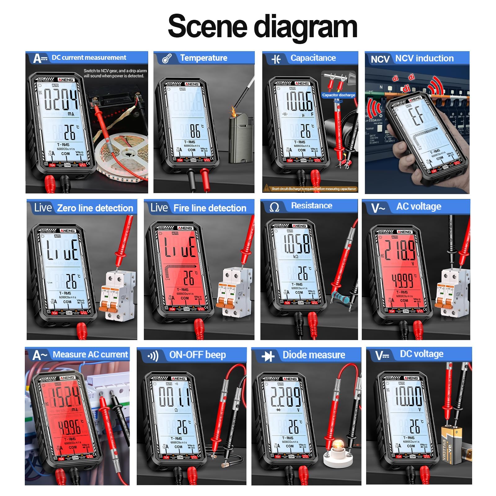 ANENG 620C pocket-sized meter fits in a tool bag for DIY projects.