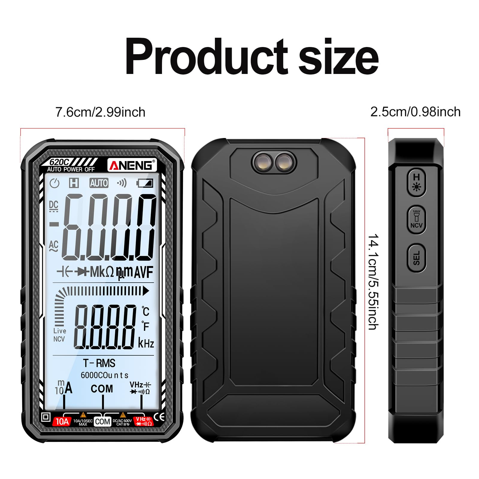 ANENG 620C smart mode indicator simplifies setup for quick checks.