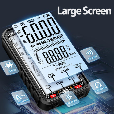 ANENG 620C Type-C rechargeable battery enables extended field use.