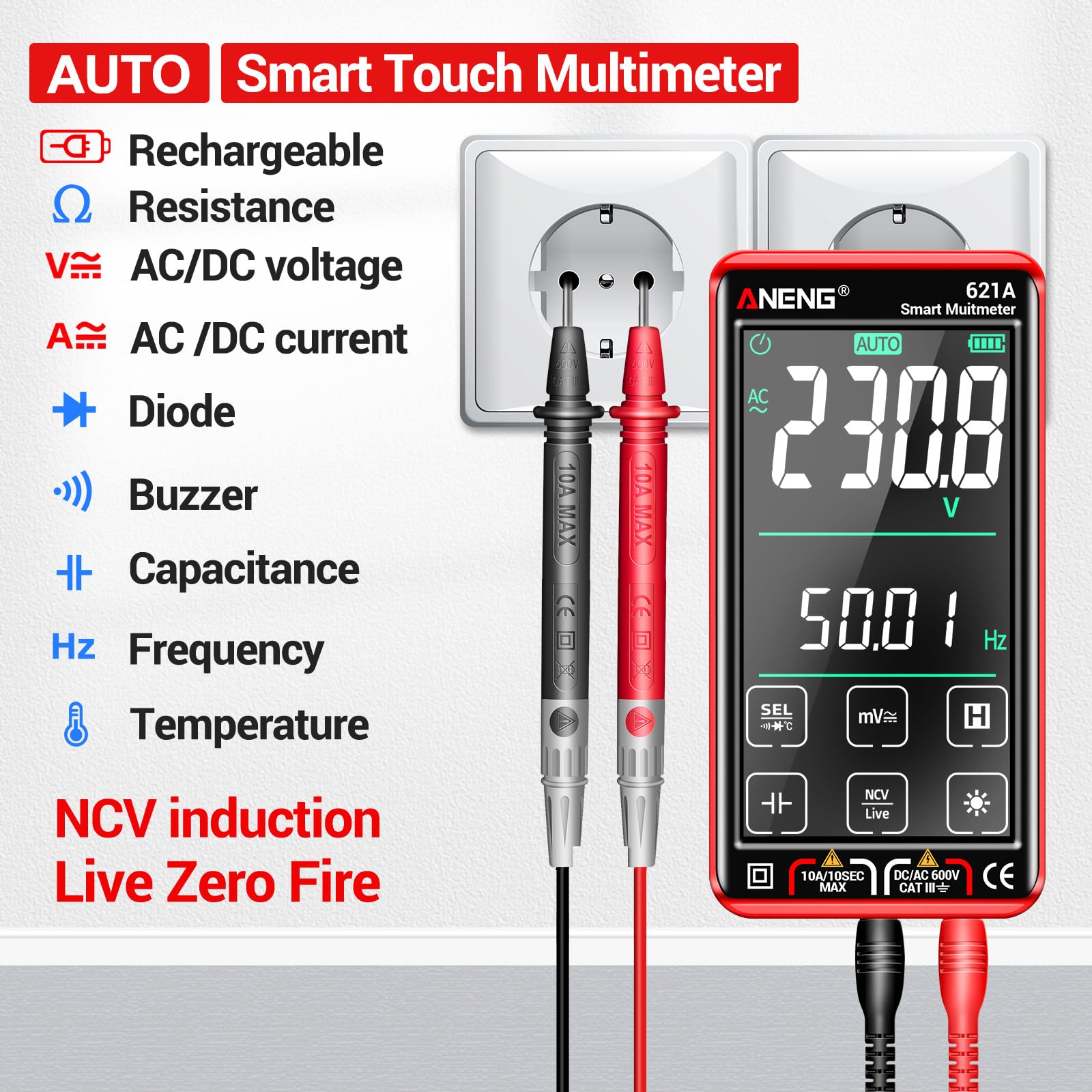 ANENG digital multimeter LCD display shows true RMS readings for accuracy