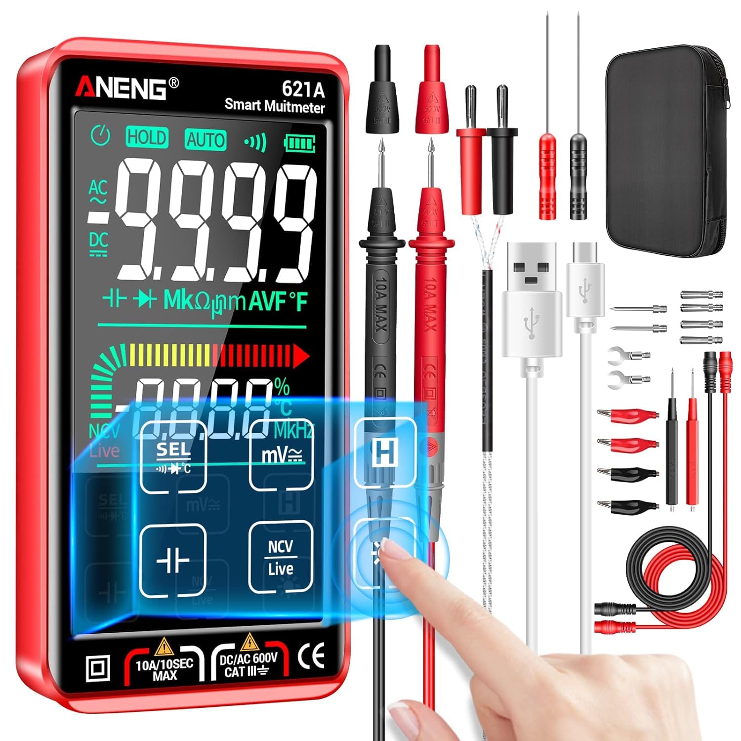 ANENG digital multimeter smart touch front view for quick field diagnostics
