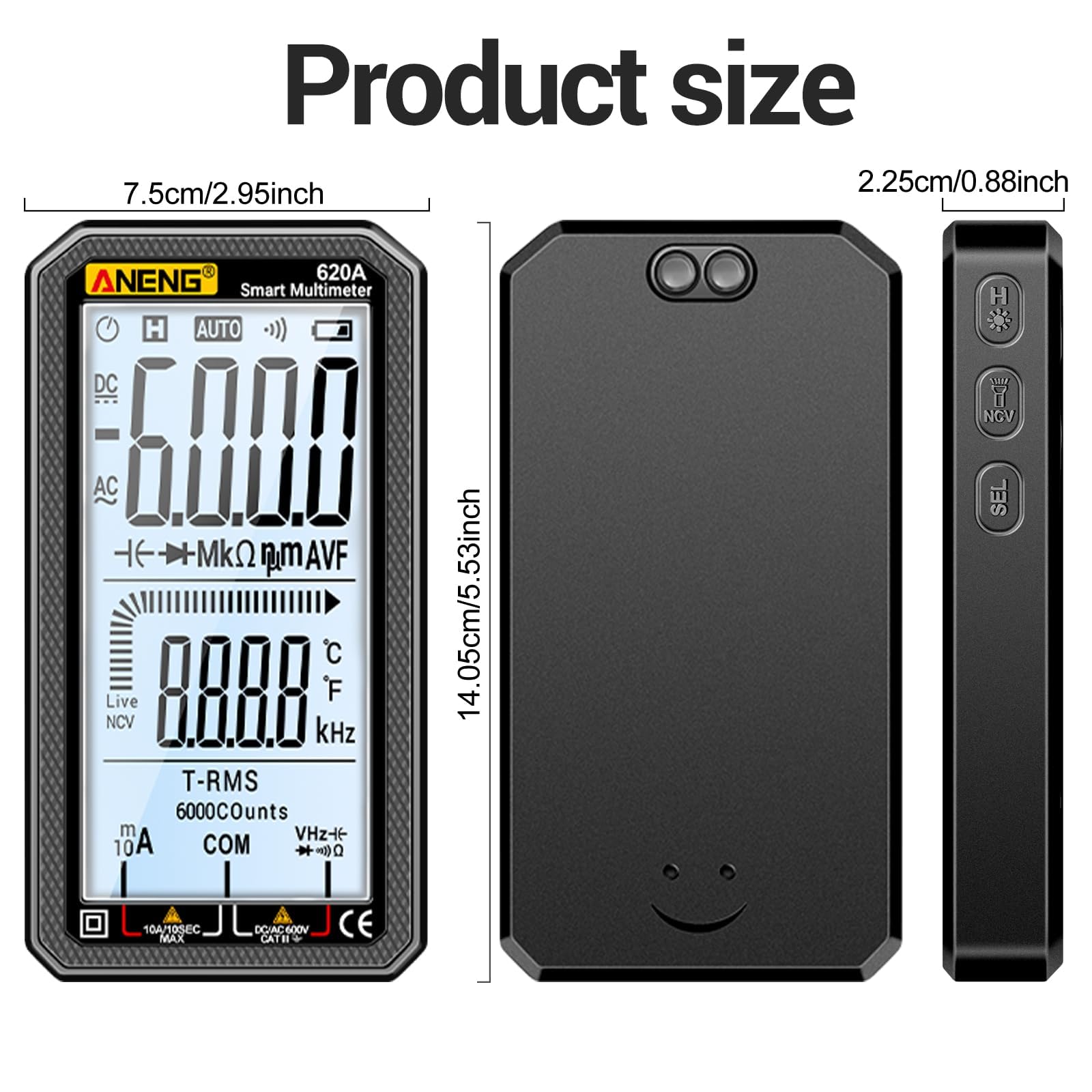 ANENG DMM measures AC/DC voltage and current for reliable electrical diagnostics