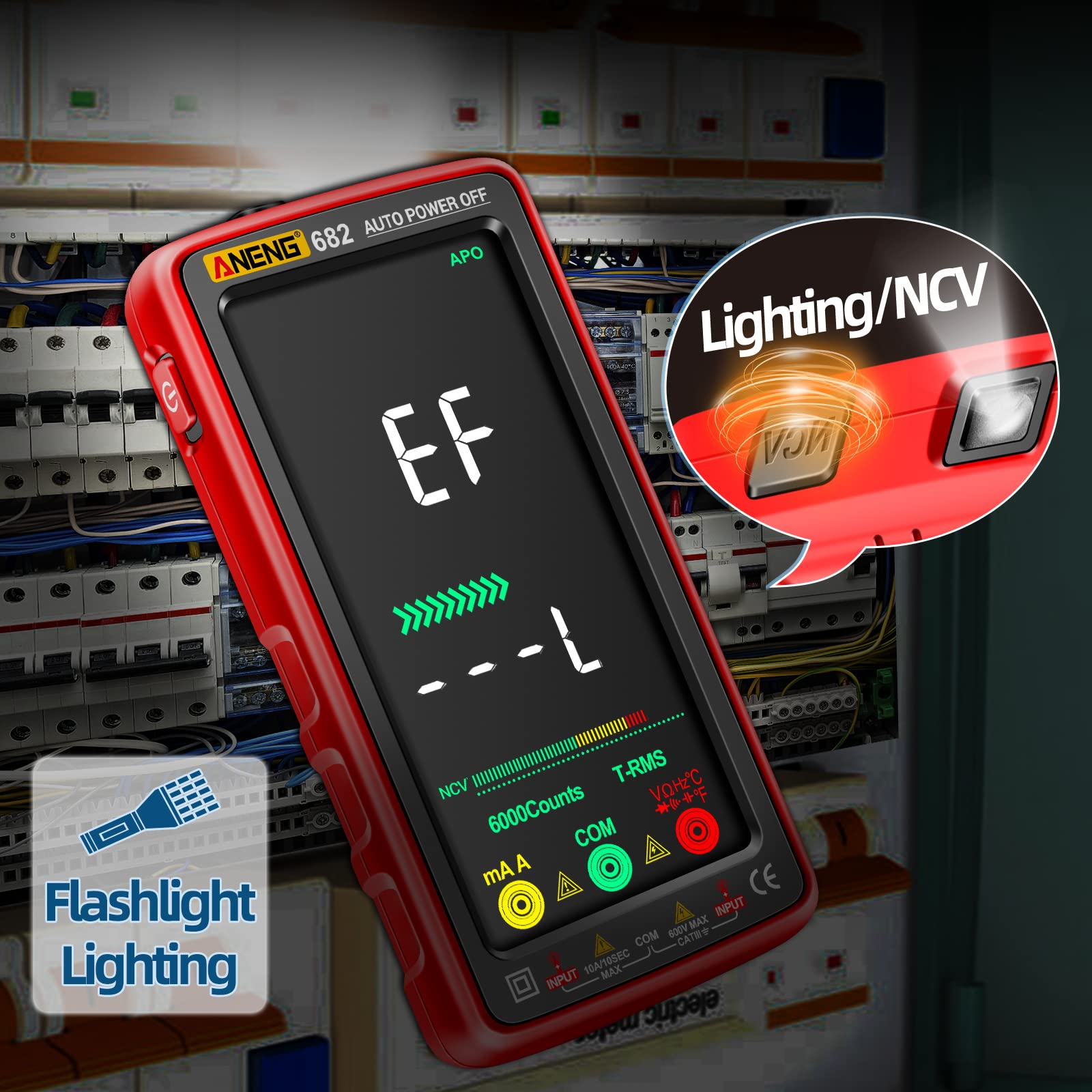 ANENG non-contact voltage detection enhances safety during testing.