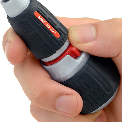 ANEX screwdriver with magnetic bit to hold screws in place