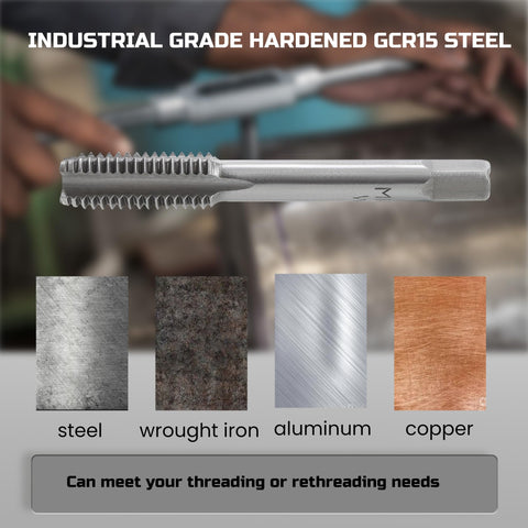 Anfrere T-handle tap wrenches in use for precise cutting.