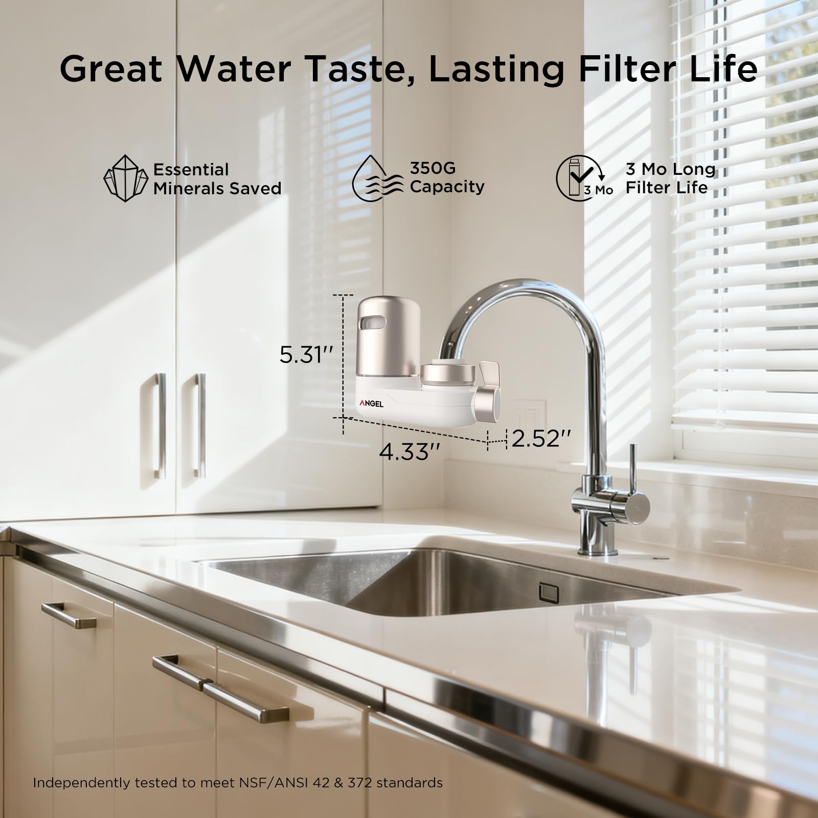 ANGEL CF30 rose gold finish adds a modern touch to any sink.