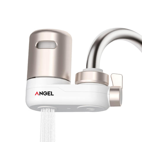 ANGEL CF30 water filter mounted on sink faucet for crisp, cleaner-tasting water.