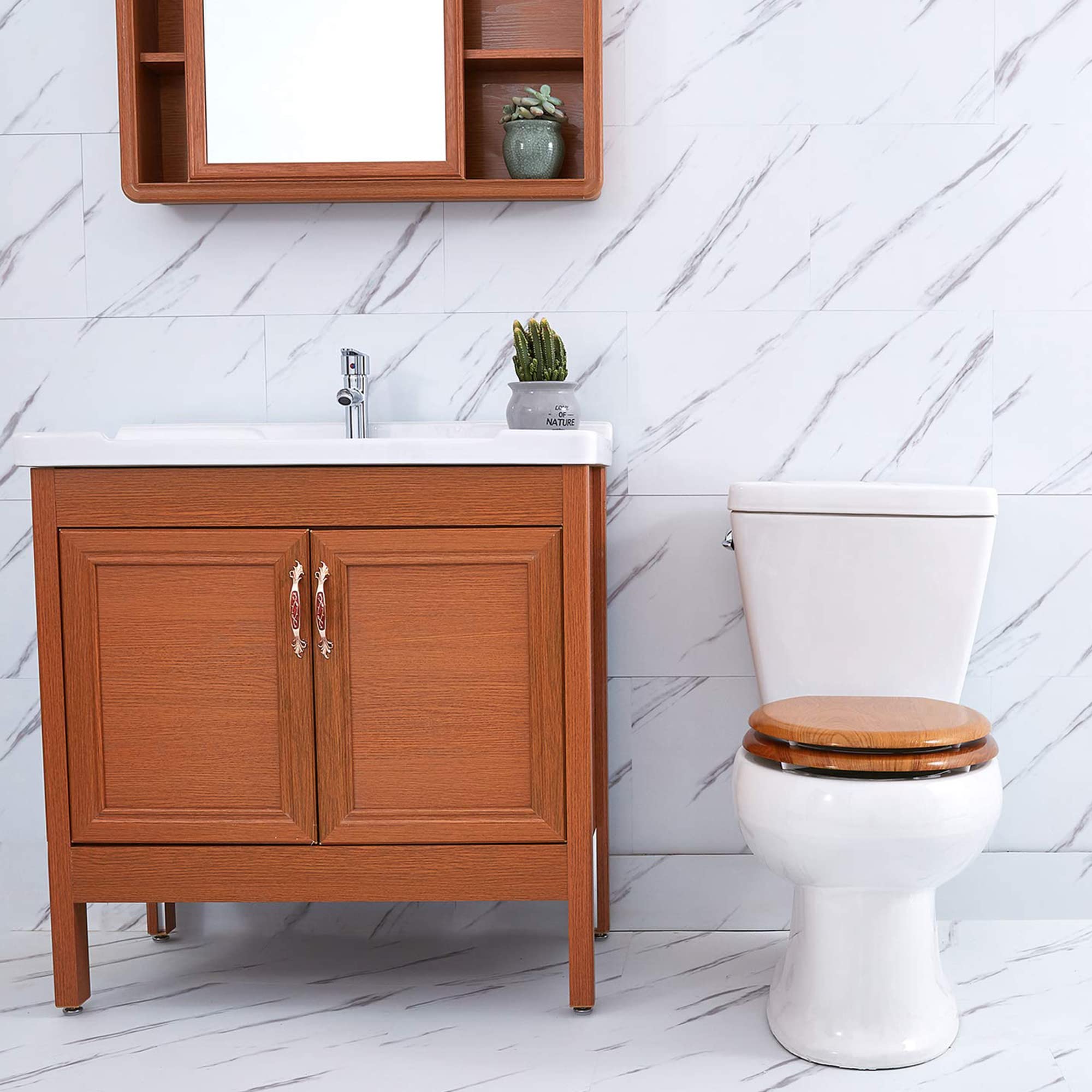 Angel Shield wood toilet seat durable wooden build for long-lasting use.