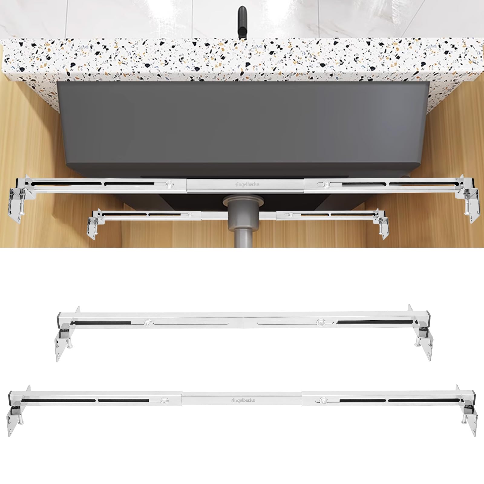 ANGELBECKE undermount bracket with 900-pound capacity for secure kitchen installs
