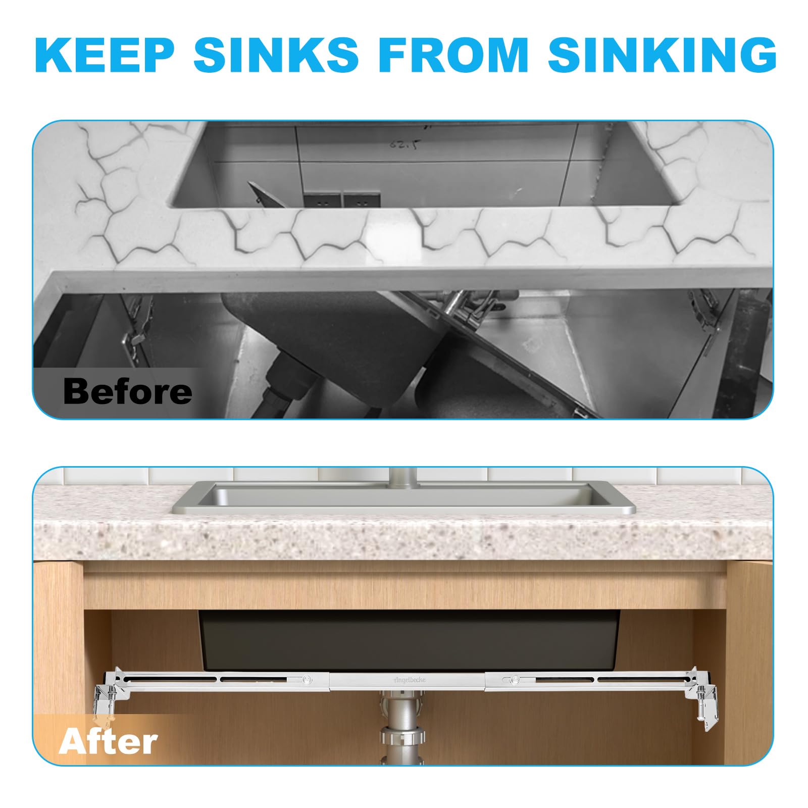 ANGELBECKE universal compatibility with ceramic, stone, and stainless sinks