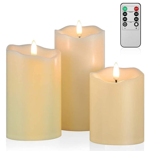 ANGELLOONG flickering flameless candles set of three for cozy home ambience